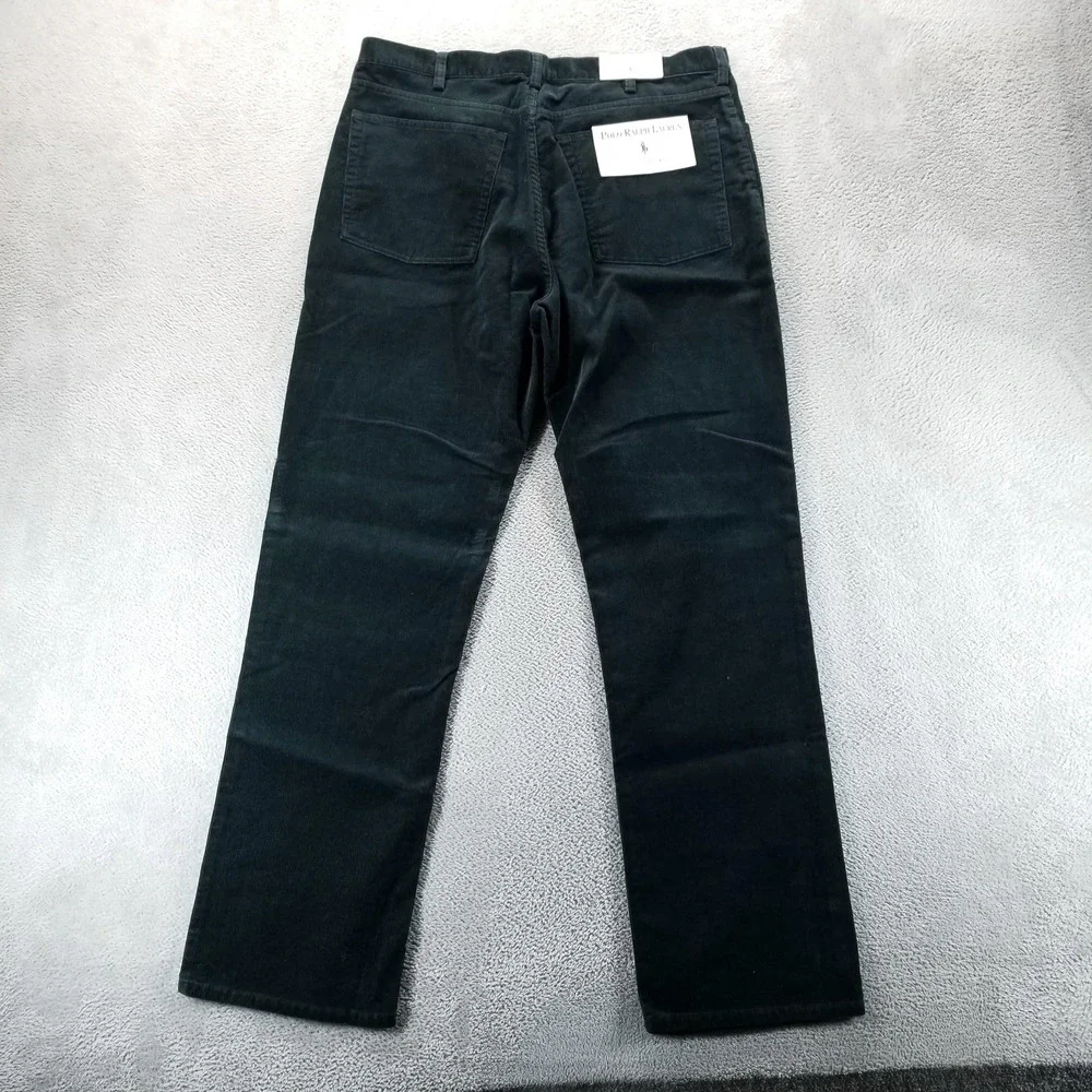 Polo Ralph Lauren Jeans Mens 36x32 Green‎ Classic Straight Corduroy Dark Wash